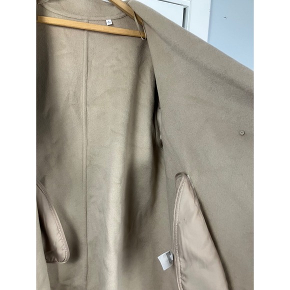 UNIQLO Women's Beige Wool Blend Oversized Collar Coat XL - Picture 7 of 13